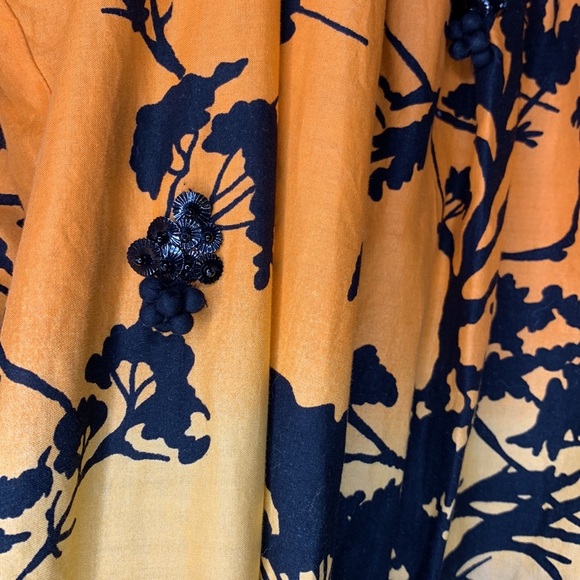 𝅺T22 Madison Paige II Fall Midi Dress Orange Black Ombre with tree shadow - Picture 2 of 13